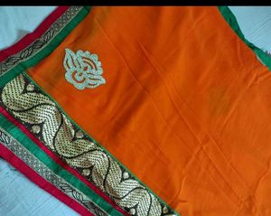 Orange  Saree with blouse pc