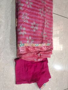Pink Colour Sarri With Blouse