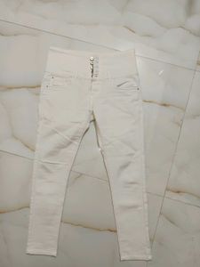 High Waisted White Jeans