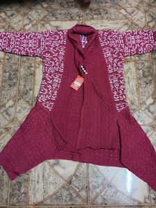 Pink Floral Knit Cardigan