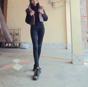 High Waist Dark Black Jeans