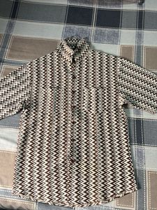 Vintage Zig-Zag Pattern Button-Down