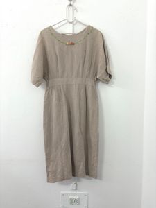 Beige Midi Linen Dress