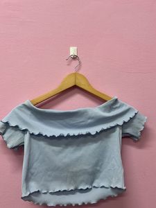 blue off shoulder top