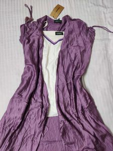 Purple Draped Shrug with White Top