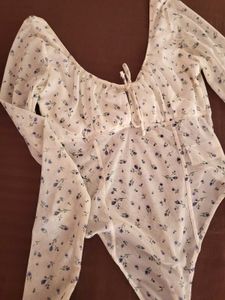 H&amp;M Floral Long Sleeve Bodysuit /Size-S
