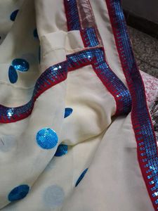 Elegant White &amp; Blue saree