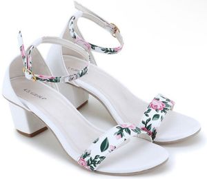 White Floral Heels