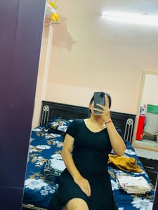 V Neck Black Dress
