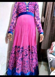 Pink &amp; Blue Embroidered Wedding Dress