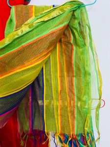 Red Cotton Churidhar Set With Multi Clr Dupatta