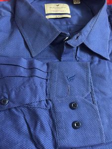 Blue Slim Fit Long Sleeve Button-Down Shirt