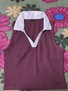 Maroon Sleeveless Crop Top