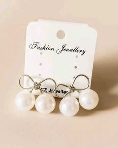 Elegant White Pearl Bow Drop Earrings🤍