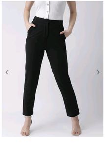 Kasually Women Mid Rise Black Trousers
