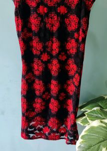 Contrast Piped Floral Bodycon Dress