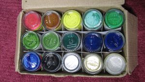 Acrylic paint tubes of 15 colours.
