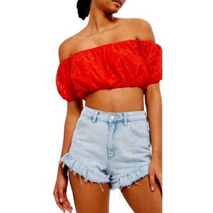 Red Lace Crop Top