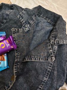 Denim Jacket with Tie Waist