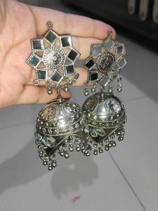 Navratri Silver Jhumka Earrings🌸