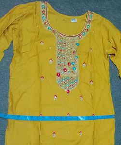 Embroidered Yellow Kurti