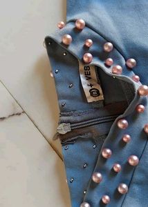 Cute Blue Beaded crop Top