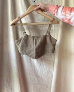 Freakins Denim Corset Crop Top