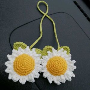 Daisy Crochet Car Decor