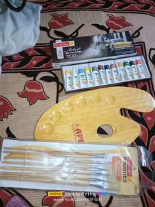 Oil Colours Brush And Palate Full Set