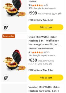 QCen Mini Waffle Maker Machine🥞🧇