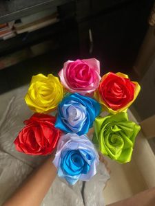 Handmade Green Satin Rose Bouquet