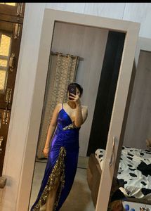 Royal Blue Gown with Gold Detailing