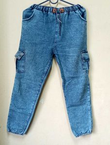 Blue Denim Cargo Pants