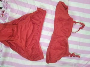 Beautiful Red Colour Bra Panty Set