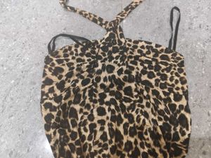 90s Inspired Y2k Leopard Print Halter/Neck Tie Top