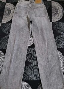 Gray High Rise Straight Leg Denim