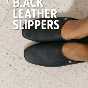 Leather Black Slippers