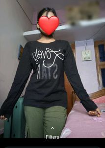 Casual Black T-shirt For Women