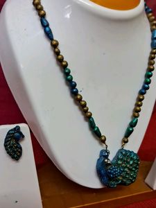 Handmade Peacock Gold Terracotta Jewell Set