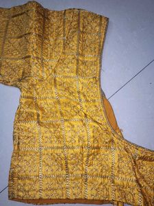 Mustard Yellow Blouse With Thread Zari