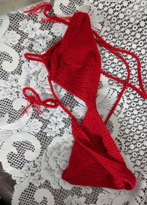 Red crochet bikini