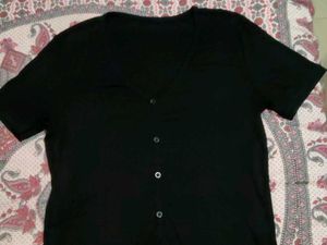 Black Button-Up Top