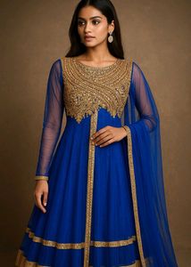 Royal Blue Heavy Embroidery Anarkali lehanga