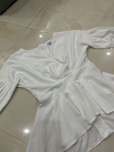 White Formal Peplum Top