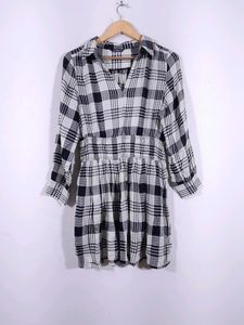 Zudio Black &amp; White Checks Western Dress(women&#39;s)