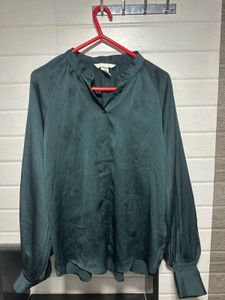 H&M bottle Green Balloon Sleeved Top