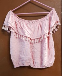 Pink Off Shoulder Top For Women🩷