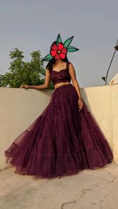 wine lehenga