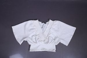 White V-Neck Crop Top