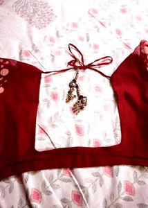 Maroon Net sleeve Blouse